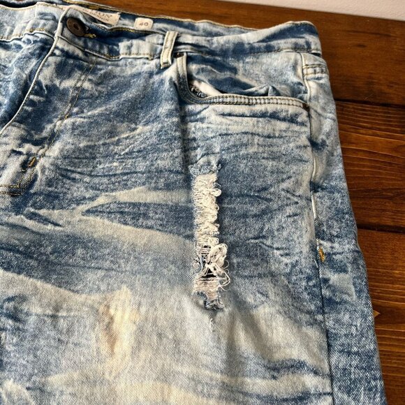 Evolution in Design Jean shorts mens size 40 Acid Wash Distressed cutoff Bermuda - Picture 6 of 12